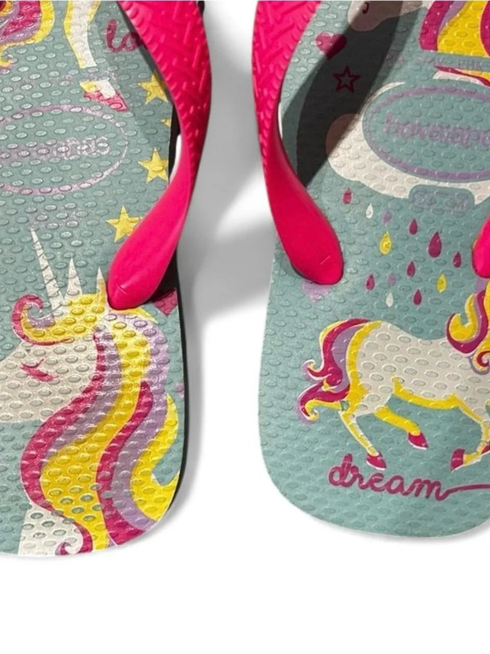 Kids Unicorn Havaiana Flip Flops with Pink Straps - Dream Design